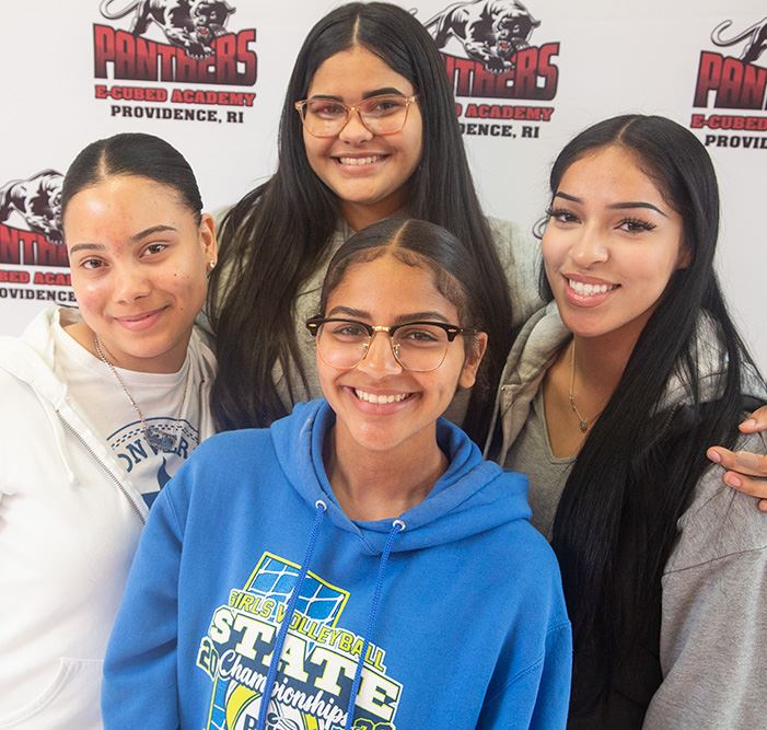 Four students from E-Cubed Academy